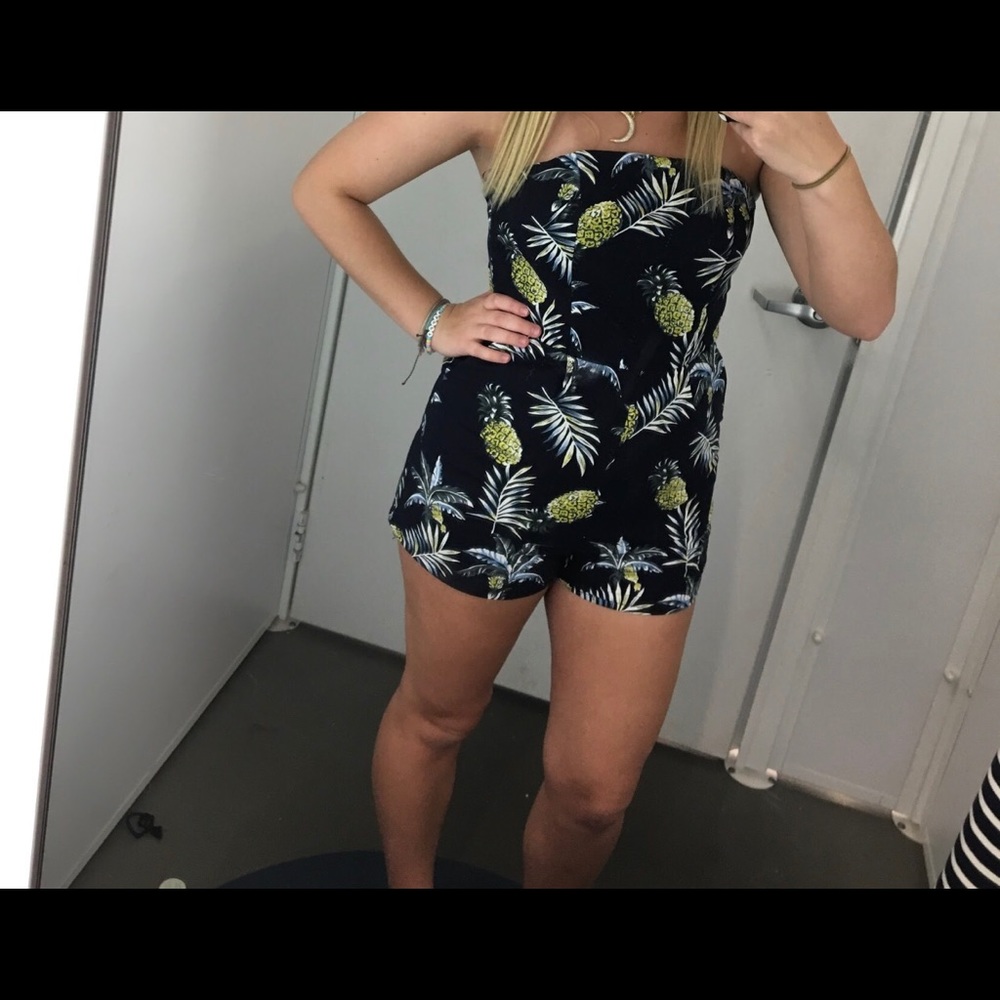 Navy Blue Pineapple Romper